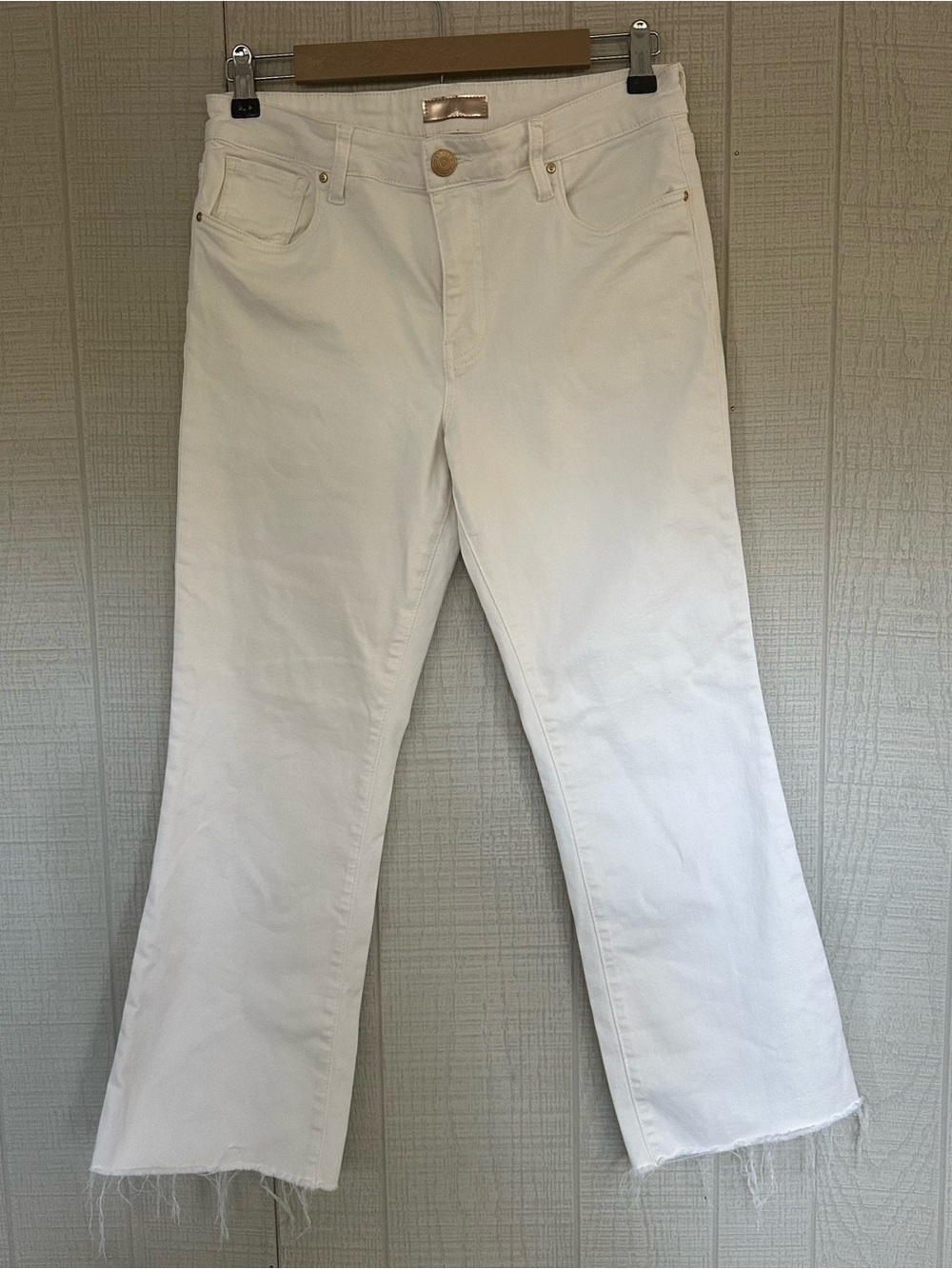 Kut denim white Kelsey high rise ankle flare jeans size 6